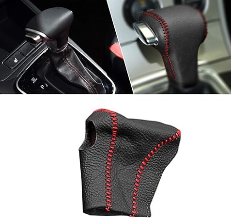 Amazon Cobear 車用ギアシフトノブカバーレザー適合at Kx5 16年から18年フォルテ13年から18年k5 16年から18年k2 Kx7 17 18自動シフターヘッドブラック レッド糸タイプn 車 バイク 車 バイク