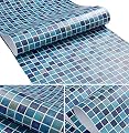 Amao Blue Mosaic Contact Paper Decorative Vinyl Self Adhesive Backing Waterproof Shelf Liner Kitchen Sticker 17.7''x78.7''