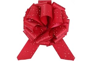 HCHENBOW 12" Large Pull Bows,2pcs Car Bows for Gift Wrapping, Christmas Party Birthday Gift Wedding Ribbon Bows for Bikes, Wrapping Boxes or Flower Decorations, Valentine's Day Gift Decorations (Red)