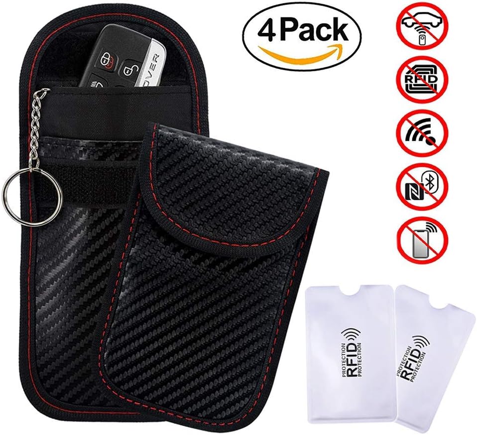 Ranpower Car Key Signal Blocker Case 2 X Faraday Pouch Bag for Keyless Entry Car Key Fob Anti Theft Guatanteed Blocks RFID/NFC/WIFI/GSM/LTE - 2 X Card Signal Blocking Protector-Black
