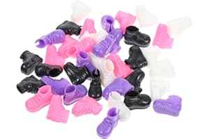 HEALSOPTHY 20pcs Mini Doll Shoes Models Plastic Shoe Decor for Miniature Scenes Smooth Edges Flat Boots for