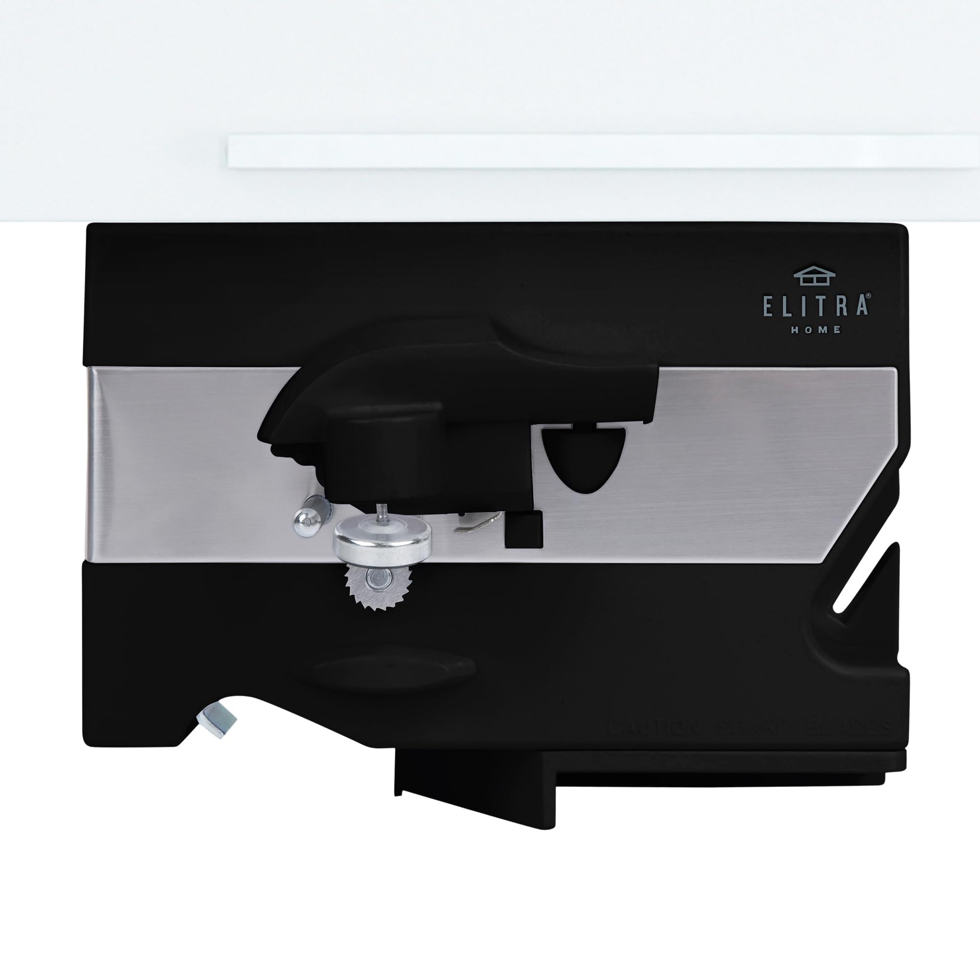 Photo 1 of ****FINAL SALE NOT RETURNS****DAMAGE******Electric Can Opener - 4 in 1 Under the Cabinet Mounted Can Opener, Blade Sharpener, Bottle Opener, Jar Opener, Mounting Bracket, Large or Small Cans for Seniors with Arthritis - Elitra Home (Black)