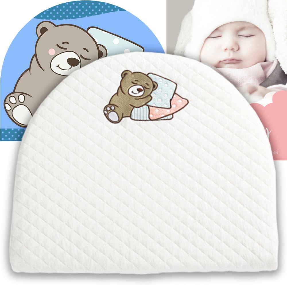 Bassinet Baby Wedge | Infant Wedge Pillow for Reflux Colic | Rounded Bassinet Wedge Sleep Positioner | Elevates Baby Incline Pillow | Tested Baby Safe Nursery Pillow | 13.8"(W) x 12.2"(L) x 2.6"(H)