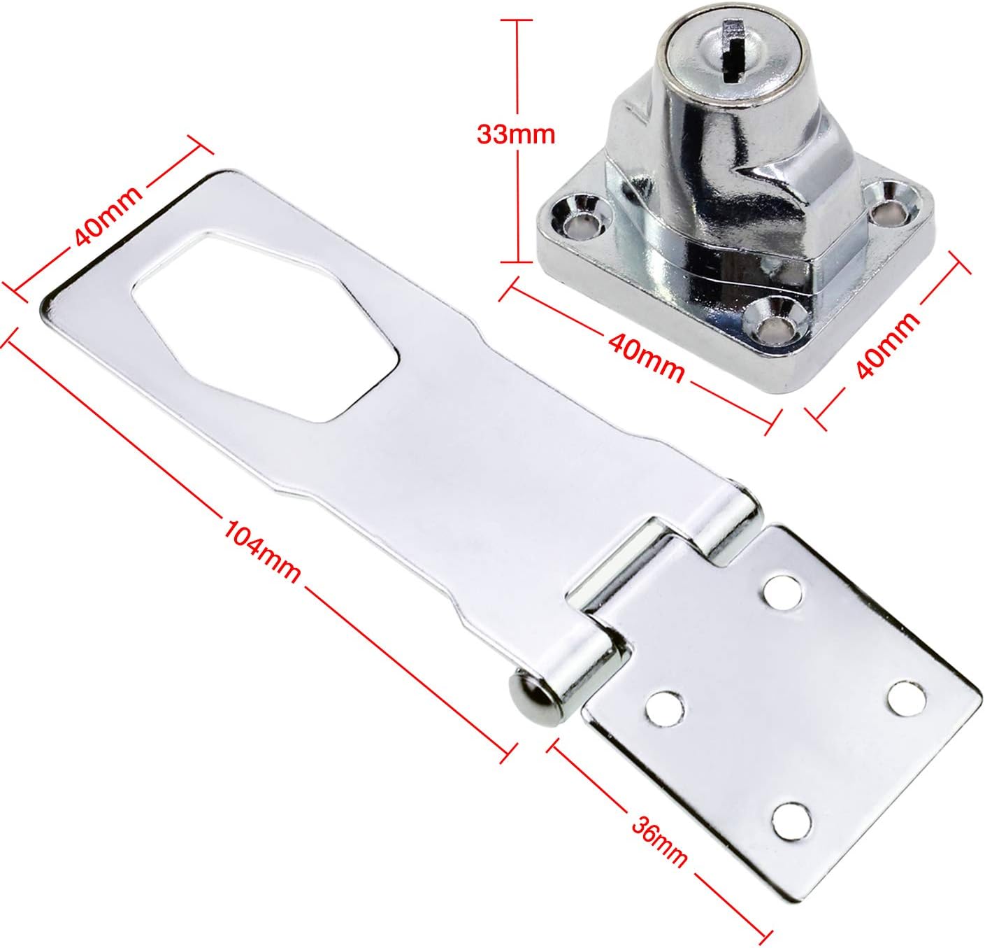 HSeaMall 4Inch Keyed Hasp Lock Metal Keyed Locking Hasp with Keys for ...