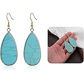 Watforsh Turquoise Earrings Shaped Teardrop Dangle Earrings for Women Gemstone for Birthstone Turquoise Jewelry