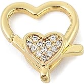 LiQunSweet 5 Pcs Brass Cubic Zirconia Heart Lobster Claw Clasps Heart Shaped Love Bracelet End Clasps for Jewelry Making DIY Valentine's Day Necklace Bracelets