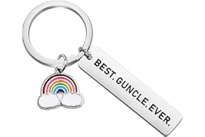 HOLLP LGBT Gay Pride Jewelry LGBT Relationship Keychain Best Guncle Ever Keychain Rainbow Pride Gift for Men Women