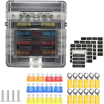 Heart Horse Nueva Caja de Fusibles de Cuchillas de 6 Vías con Indicador LED Cubierta a