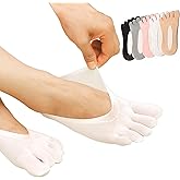 Abeillo 5 Pairs Orthopedic Toe Compression Socks for Bunion, Low Cut Liner Five Finger Socks No Show with Gel Tab Athletic Breathable Toe Separator Sock for Women