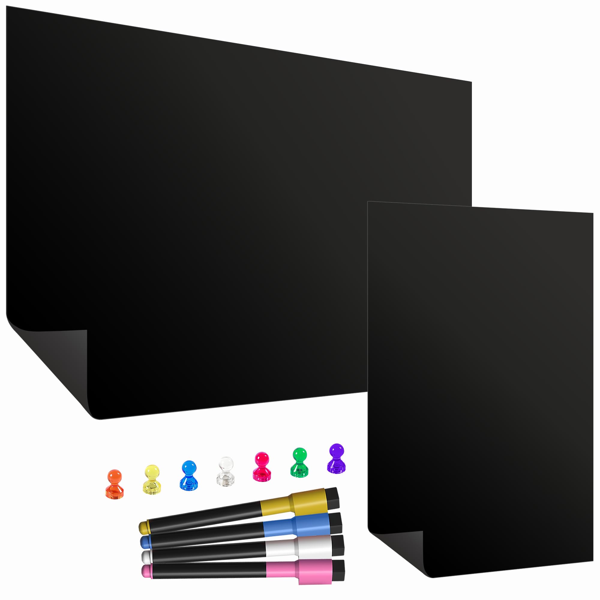 TMS A4 Magnetic Blackboard Sheet for Fridge | Includes Chalk Markers & Magnets | Kitchen Whiteboard for Notes, Shopping Lists and Reminders | use as Memo Board, Weekly Meal Planner or Notice Board