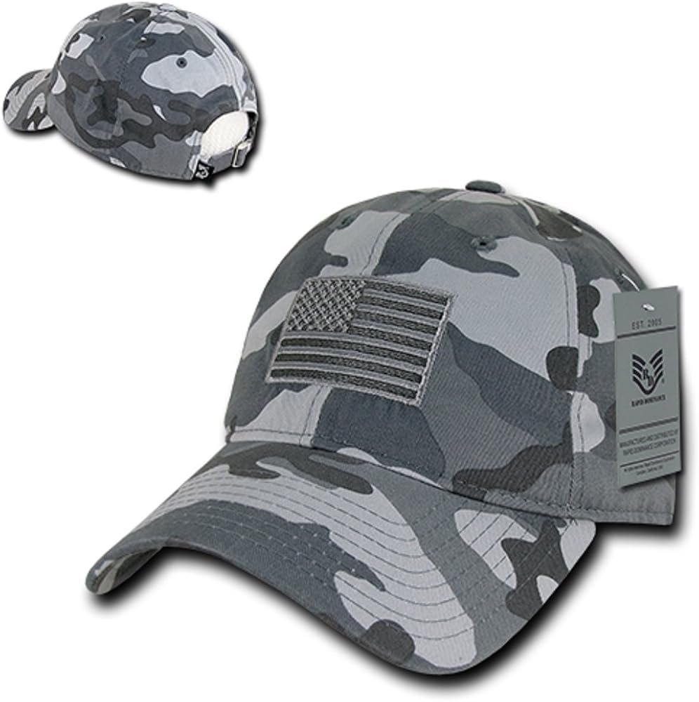 Rapid Dominance American Flag Embroidered Washed Cotton Baseball Cap - Black: Clothing