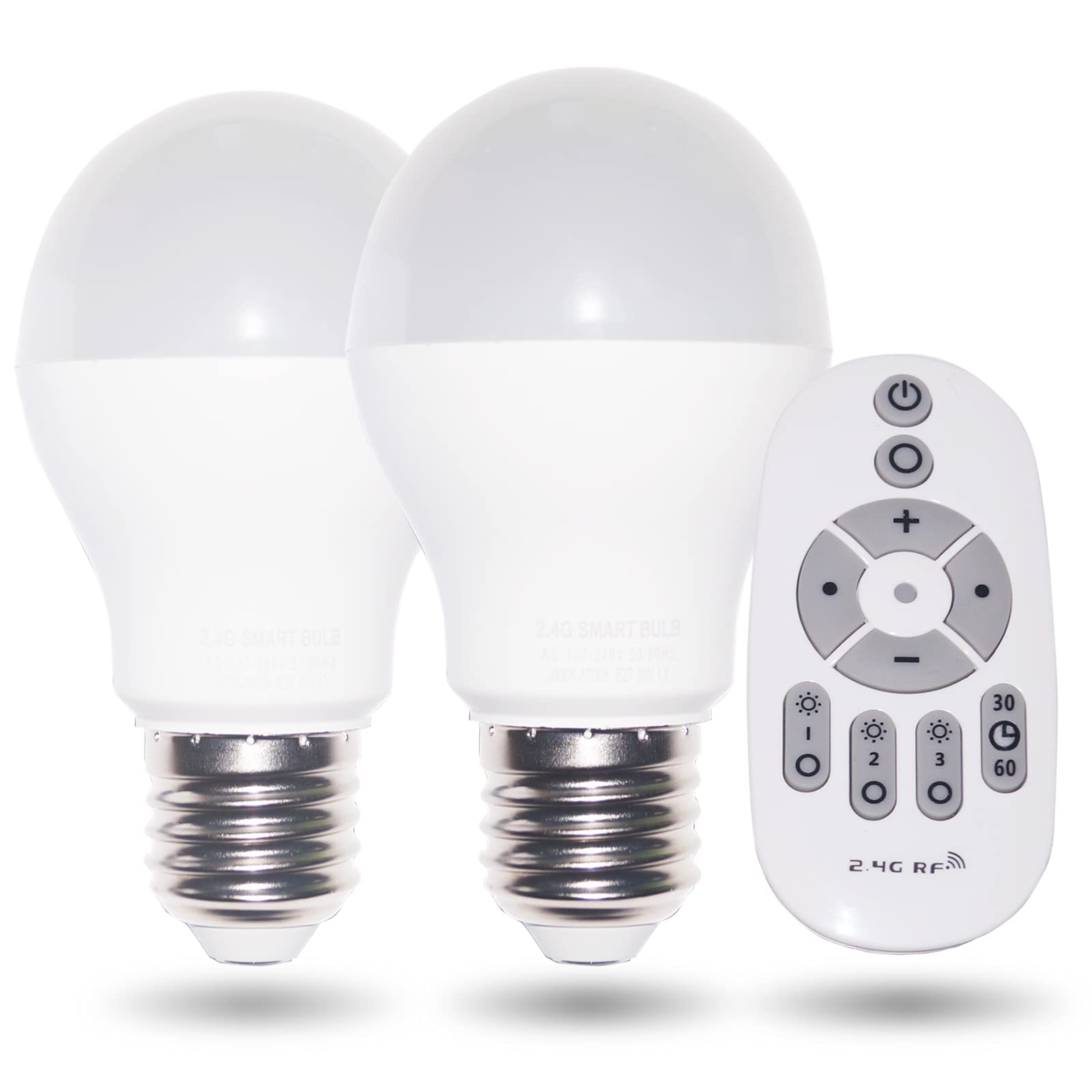 Photo 1 of Erkangsm Smart Led Light-Bulb Dimmable with Remote-Control E27 9W Light Bulbs Adjustable Color Temperature (Warm/Cool) and Brightness, 2 Pack (2 Bulbs + 1 Remote)