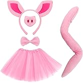 Gvhntk Halloween Pig Costume Set Pig Tutu Skirt Ears Headband Nose Tail Bow Tie Costumes Animal Fancy Costume for Halloween Christmas Birthday Party Cosplay