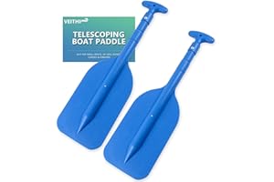 VEITHI Boat Paddle Telescoping Collapsible Oar for Boat Anti Slip Aluminum Plastic Canoe Paddles 2 Pack Small Tubing Floats Oars Row and Safety Boat Accessories for Kids and Adults(6Color)