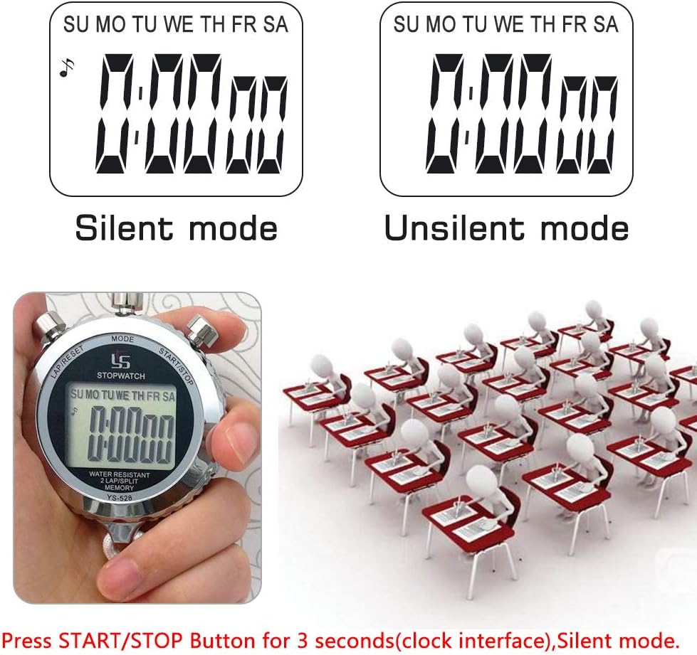 LAOPAO Stopwatch, 1/100 seconds Precision 2 Memories Daily Waterproof with Light function&Mute Mode for Outdoor Sports Running - Image 5