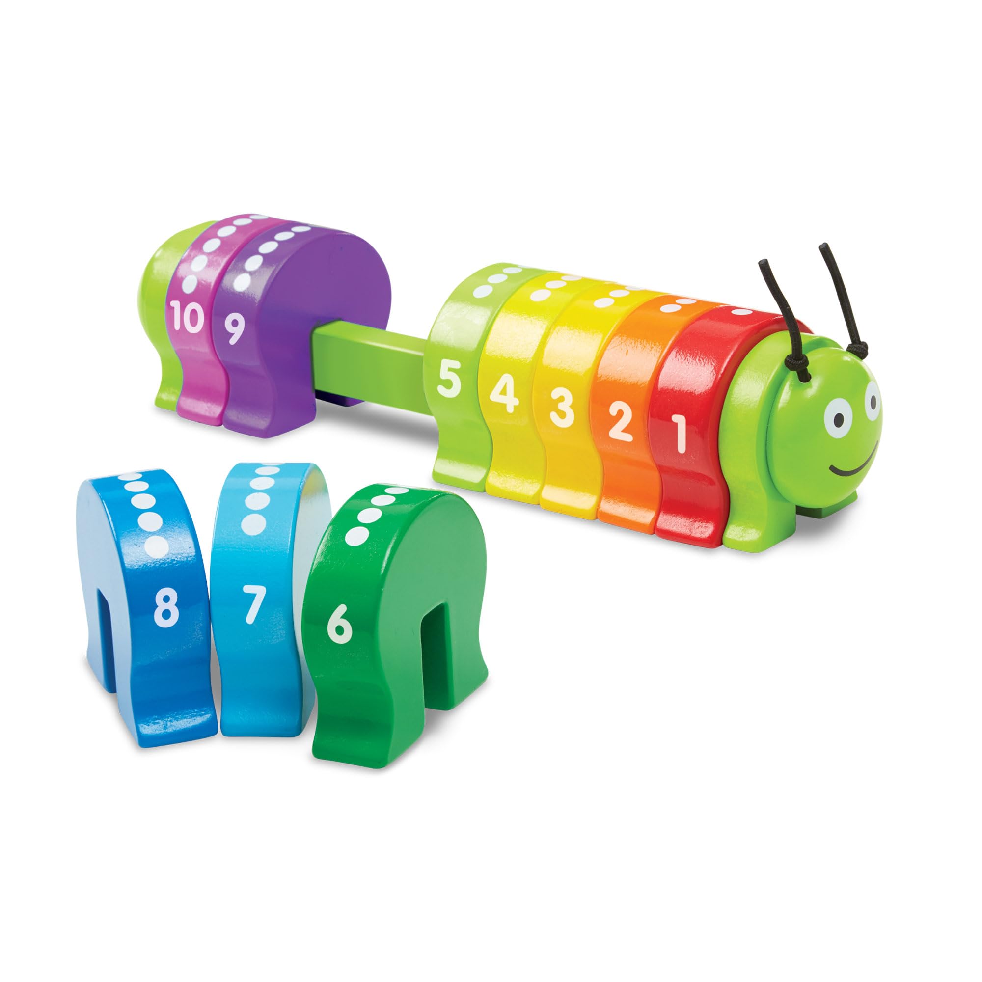 Melissa & Doug Counting Caterpillar, Classic Wooden Developmental Toy for Motor Skills and Problem Solving, 10 Brightly Coloured Numbered Segments for Kids Age 2+