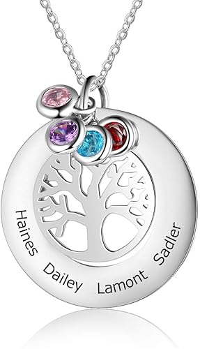 4 Garçons Plein D'avenir Amazon Prime Lorajewel Personnalisé Argent Arbre de Vie Collier pour Les Femmes