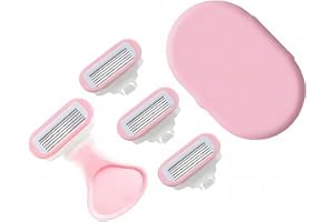 CBTLYSK Women's Travel Razor Includes 1 Handle and 4 Blade Refills, Portable 5-Blade Mini Razor with Storage Case, Outdoor Shaving Kit (pale pink)