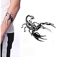 Yeeech 3D Scorpion Temporary Tattoos Sticker for Men Black (2 Sheets)