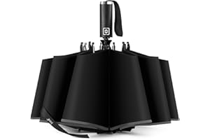 JPAXI Automatic Travel Umbrella Compact - Reverse Folding Umbrella - Lightweight Umbrella for Rain Windproof - Large Umbrella for Rain or Sun - Umbrella for Kids, Men & Women with Reflective Strips