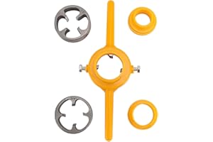 Hztyyier PVC Thread Maker Tool Durable Plumbing Tool for Water Pipe with 3 Dies 1/2 Inch 3/4 Inch and 1 NPT Die Set for DIY E