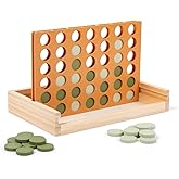 Neutral Wooden Four in a Row Game, Aesthetic Two Player Montessori Travel Board Game for Kids and Adults, Perfect Coffee Table Decor and Housewarming Gift