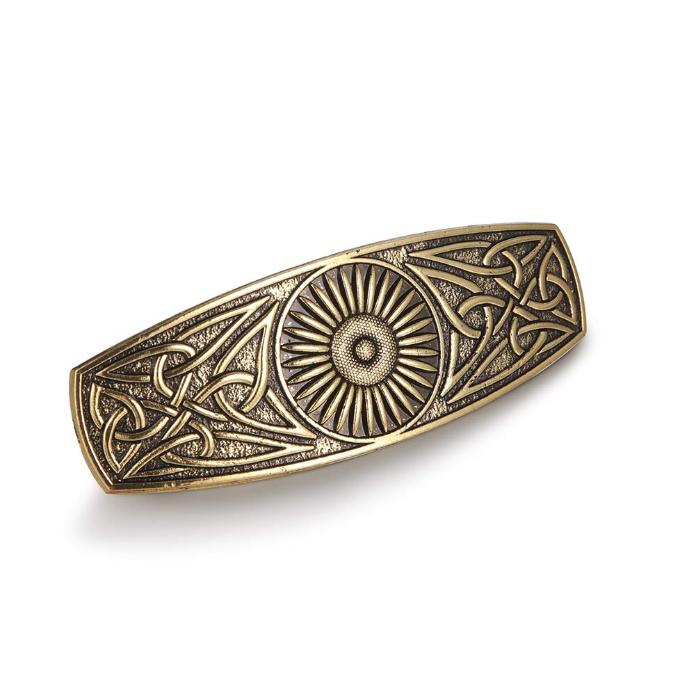 TEAMER Fashion Vintage Celtic Knot Hair Clip Metal Barrettes Hair Accessories Pattern Engraved Headwear Styling Gifts for Women Girls (Gerbera, Antique Gold)