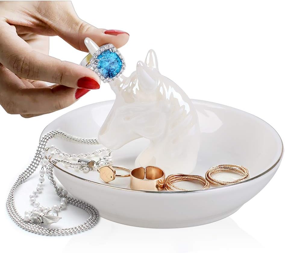 Unicorn Ring Holder Ceramic Jewelry Dish Jewelry Tray for Ring/Earring/Necklace…