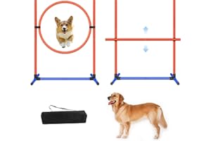 mioule 2-Set Adjustable Dog Agility Training Equipment for Backyard Set for Dogs, Indoor Outdoor Backyard Agility Jumps Exercise Equipment