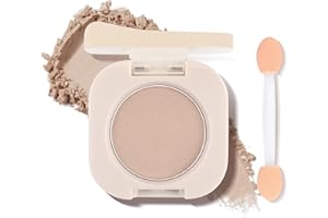 FIVEFULU Single Matte Eyeshadow with Brush, Nude Beige Brown Eye-Shadow Palette Makeup Kit, Silky Fine Pressed Eye Shadow Powder with Lightweight & Ultra-Blendable Formula for Daily Natural Eye Make-Up (#06)