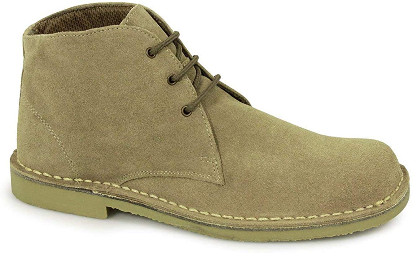 RoamersLeonard Mens Square Toe Suede Leather Desert Boots Sand