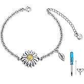 Butterfly/Sunflower/Red Cardinal/Hummingbird Cremation Jewelry 925 Sterling Silver Urn Bracelet Ashes Keepsake Hair Memorial Always in My Heart Locket for Women Mom