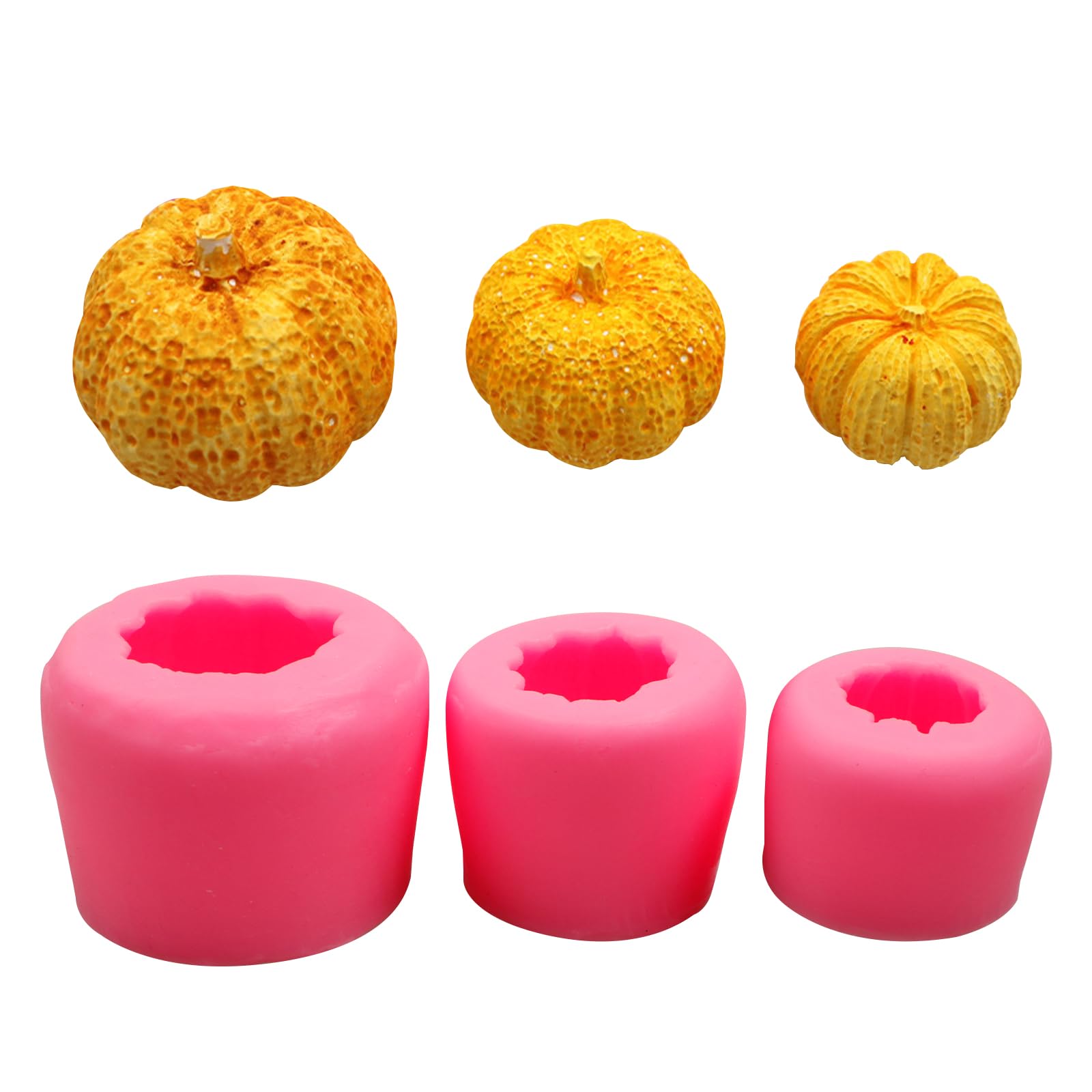 Photo 1 of (3Pack) Pumpkin Candle Molds Silicone Autumn Chocolate Fondant Molds for Thanksgiving Halloween DIY Art Gifts Home Decor Soap, Jelly, Chocolate and Pumpkin Crafts Decoration
