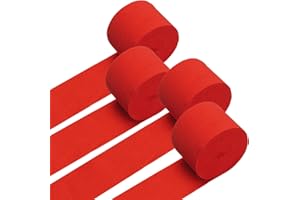 PIGETALE Crepe Paper Streamers 4 Rolls 328ft, Pack of Red Crepe Paper for Party Decorations Wedding Graduation Carnival Casino Theme Birthday Anniversary Engagement Bachelorette Bridal Shower Decor