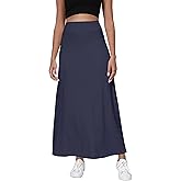 EXCHIC Women's High Waisted A-Line Maxi Skirt Elastic Waist Flowy Long Skirts for Women