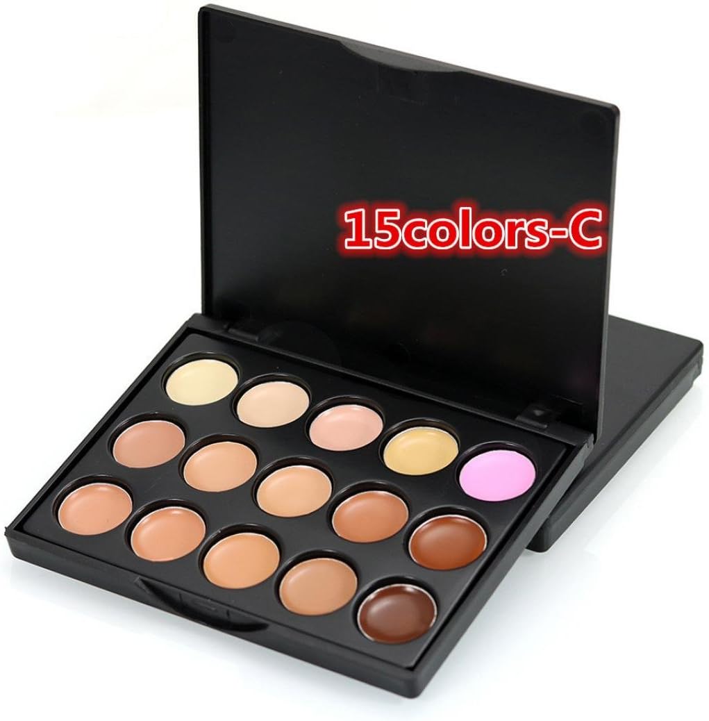 wuayi Face Concealer Camouflage Cream Contour Palette Reduce Facial Oily MIni 15 Colors (C)
