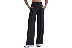 Sunzel Wide Straight Leg Yoga Pants for Women High Waisted Comfy Loose Pants Lounge Casual Soft Trousers with Pockets