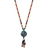 MINACHI Boho Vintage Ceramic Floral Beaded Long Necklace, Personality Jewelry for Women
