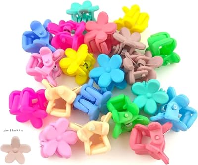MEKEET 50Pcs Flower Hair Clips Mini 0.51 Inch Plastic Claw Clips