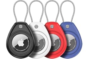 HATALKIN Compatible with Apple AirTag Holder, 4 Pack IPX8 Waterproof AirTag Secure Holder with Wire Cable Air Tag Lock Keychain Key Ring Holder Case Luggage tag for Keys, Luggage, Backpack