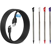 slpreake 4 Pcs Metal Retractable Stylus Pen and USB Charging Cable for New 3DS XL,3.28Ft USB Charging Cord Compatible with New 3DS XL/LL