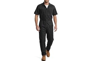 Coveralls for Men Long Sleeve, Cotton Blend Zipper Mechanic Jumpsuit Work with Multi Pockets Utilityl Uniform Fit