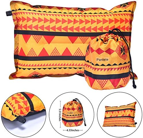 Backpacking Camping Pillow Self Inflating Travel Pillow With Ultralight Memory Foam Portable for Camping,Traveling, Hiking, Office Leisure Rest Neck &amp; Lumbar Support, Beach, Compressible