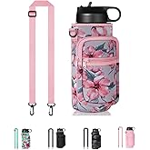 Doacpcr Water Bottle Holder with Strap, Insulated Crossbody Sling Bag, Carrier with Phone Pocket for Walking Hiking Camping Fishing