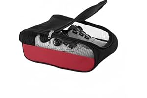 Sanseenia Outdoor Golf Shoe Bag for Travel, Waterproof & Breathable Zippered Sports Golf Shoe Carrier Bags for Men Women (Red)