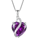 Aprila Heart Necklace 925 Sterling Silver 13 * 13mm Birthstone Pendant with Chain 5A Cubic Zirconia Jewelry for Women