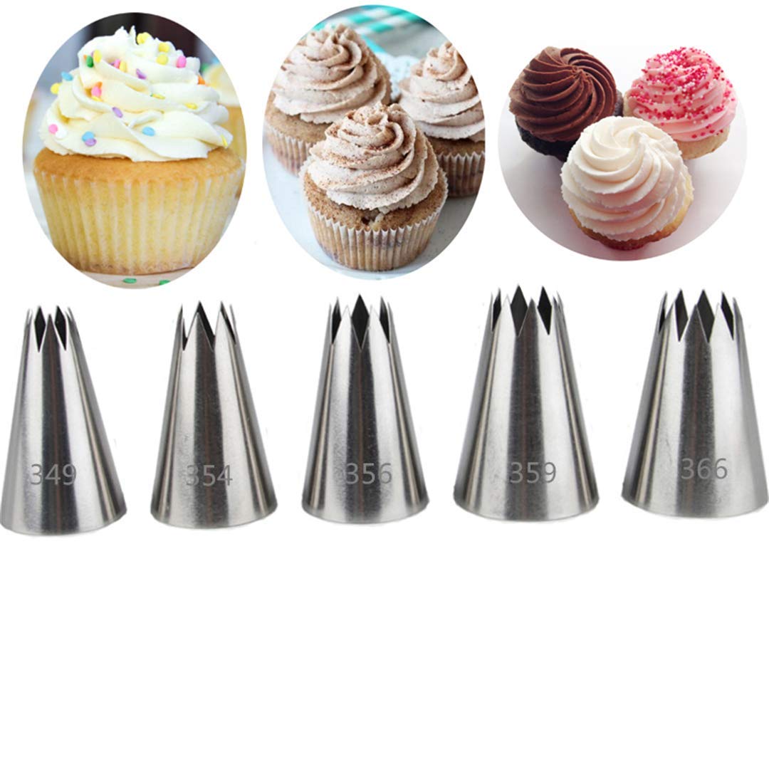 LAEMALLS 5PCS Piping Nozzles, Cake Decorating Supplies Kit, Stainless Nozzle Tips, Large Size, Baking Supplies for Cake DIY, Pastry Making, Dessert Decorating#7