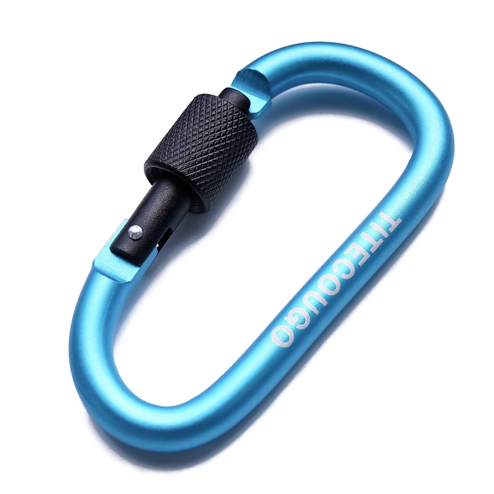 TITECOUGO 4 PCS Aluminum Alloy D-Ring High Strength Carabiner Key Chain Clip Hook For Camping Hiking Sky Blue Black