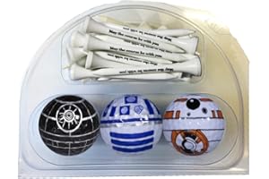GBM GOLF BALL MANUFACTURERS Death Star BB8 R2D2 Golf Balls with 20 Printed tees • Great Gift IDEA from Moms, DADS and Kids -