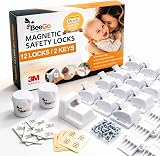 BeeGo 12 Pack Magnetic Child Safety Locks with 2 Keys - No Drill